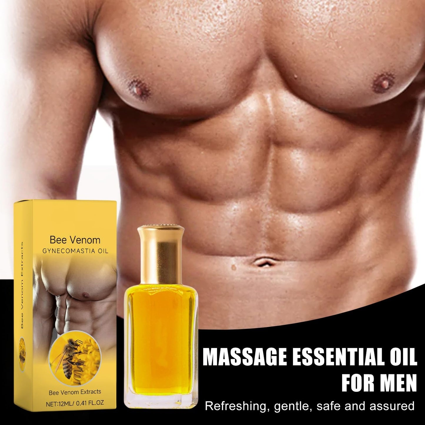 Siyinzu Thermofir/m Bee Venom Gynecomastia Oil,Gynecomastia Bee Venom Massage Oil,Massaging Oil for Gynecomastia Improvement,Bee Venom Cream,Body Oil,Firming Body Lotion,Strengthen The Chest Muscles