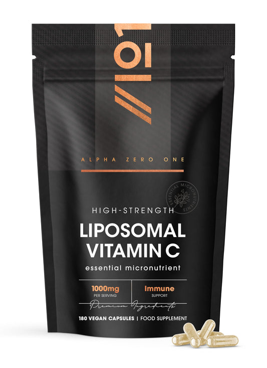 ALPHA01 Liposomal Vitamin C 1000mg - 90 Vegan Capsules - High Strength Immune Support – Resealable and Recyclable Pouch by Alpha01