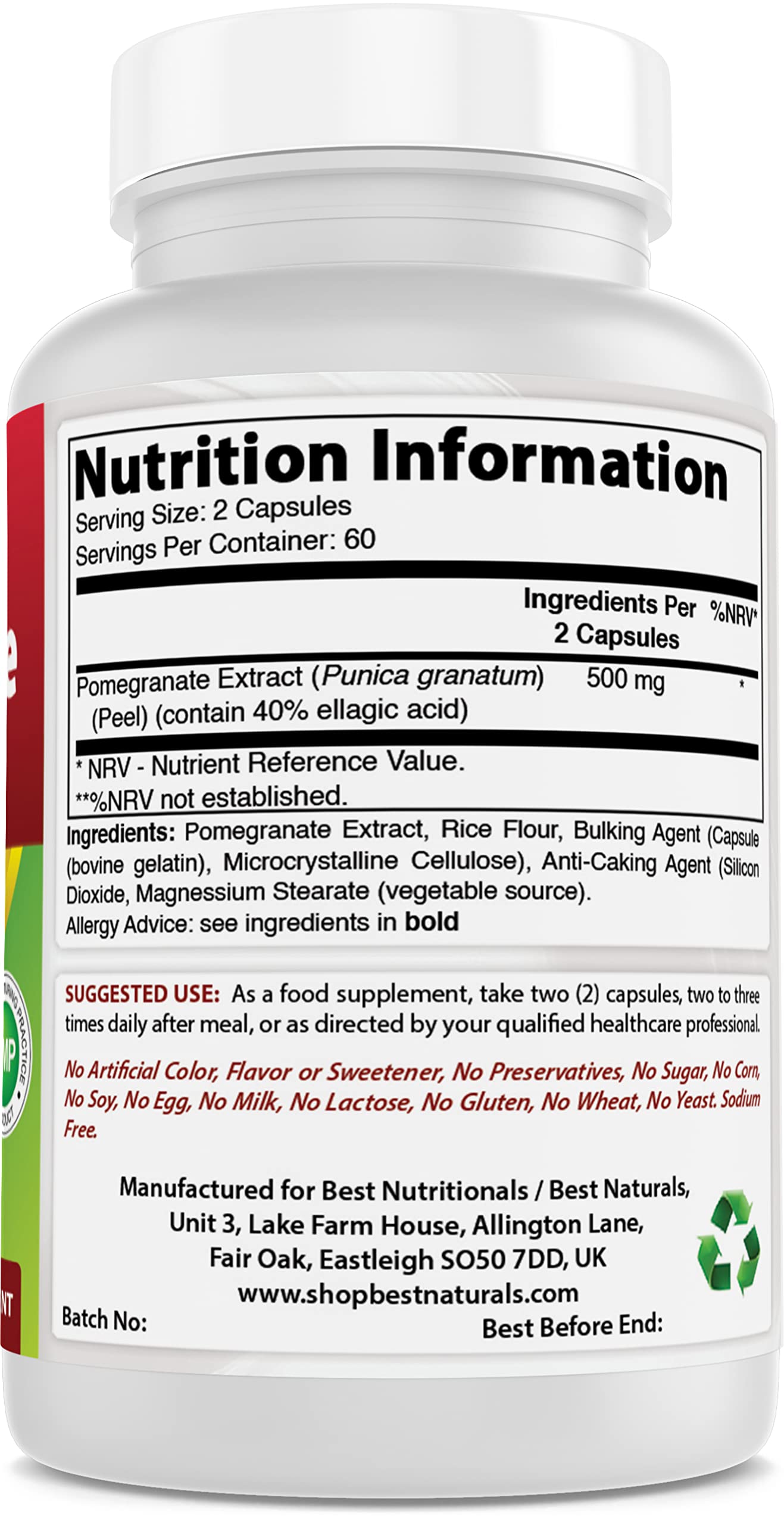 Best Naturals Pomegranate Extract 250 mg 120 Capsules (120 Count (Pack of 2))