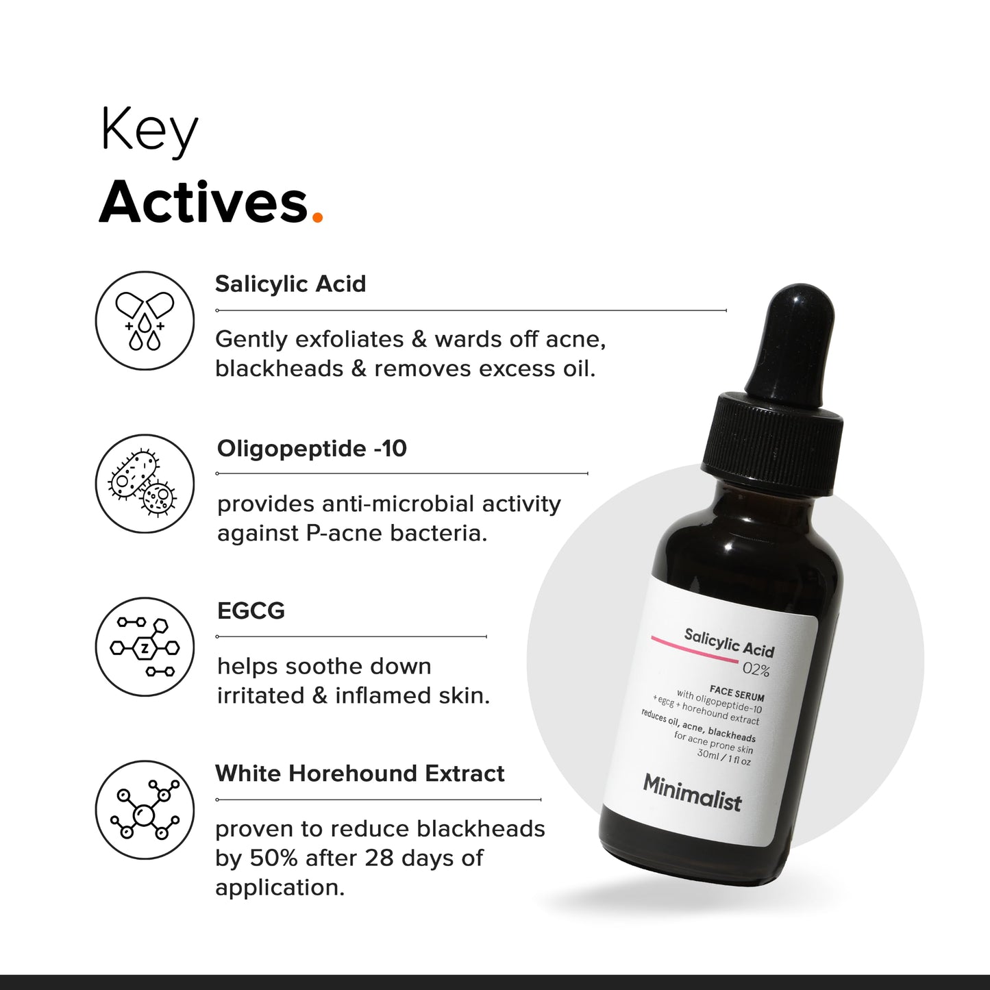 Minimalist 2% Salicylic Acid Serum For Acne, Blackheads & Open Pores | Reduces Excess Oil & Bumpy Texture | BHA Based Exfoliant for Acne Prone or Oily Skin, Transparent, 30 ml (Pack of 1)