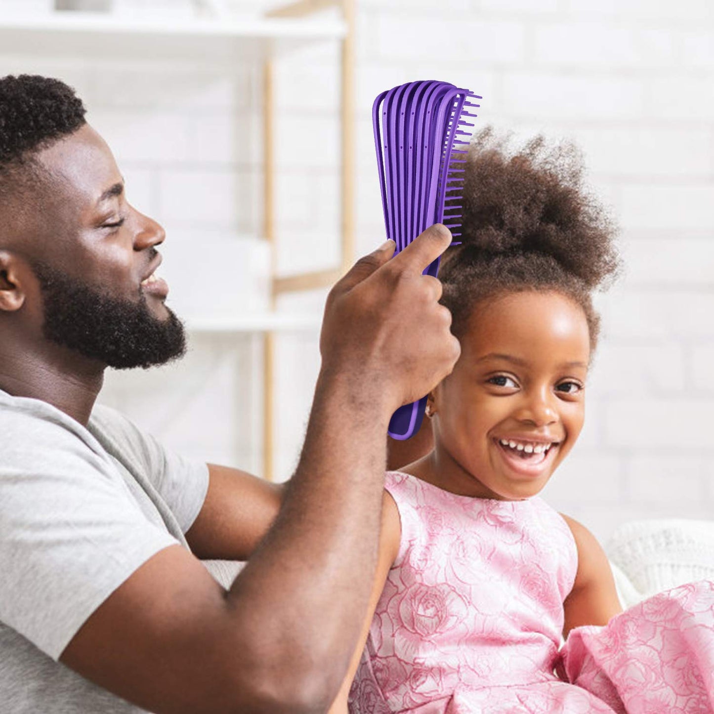BESTOOL Detangling Brush for Black Natural Hair, Detangler Brush for Natural Black Hair Curly Hair Afro 3/4abc Texture, Faster and Easier Detangle Wet or Dry Hair with No Pain (Purple)