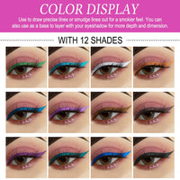 LOPHE 12 Colorful Eyeliner Pencils, Rainbow Colors, Matte Finish, Long-lasting & Waterproof, Smudge-Proof, Christmas & Masquerade Makeup (12PCS-Eyeliner Pencils)