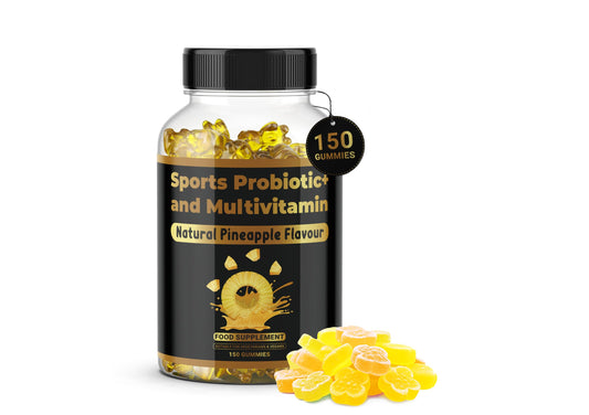 Beast and Bulk Nutrition Don't compete, Dominate Sports MultiVitamin Gummies | Probiotic + | Pineapple Flavour | 7 Essential Vitamins & Probiotics | Support a Healthy Living | Support Brain and Immune Function | 150 Gummies | 2 Months Supply