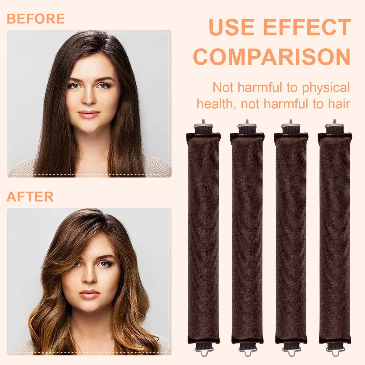 LFCFBH 4PCS Heatless Curling Rod, Soft Overnight Blowout Rods for Long Hair, Short Hair, Straight or Curly Hair