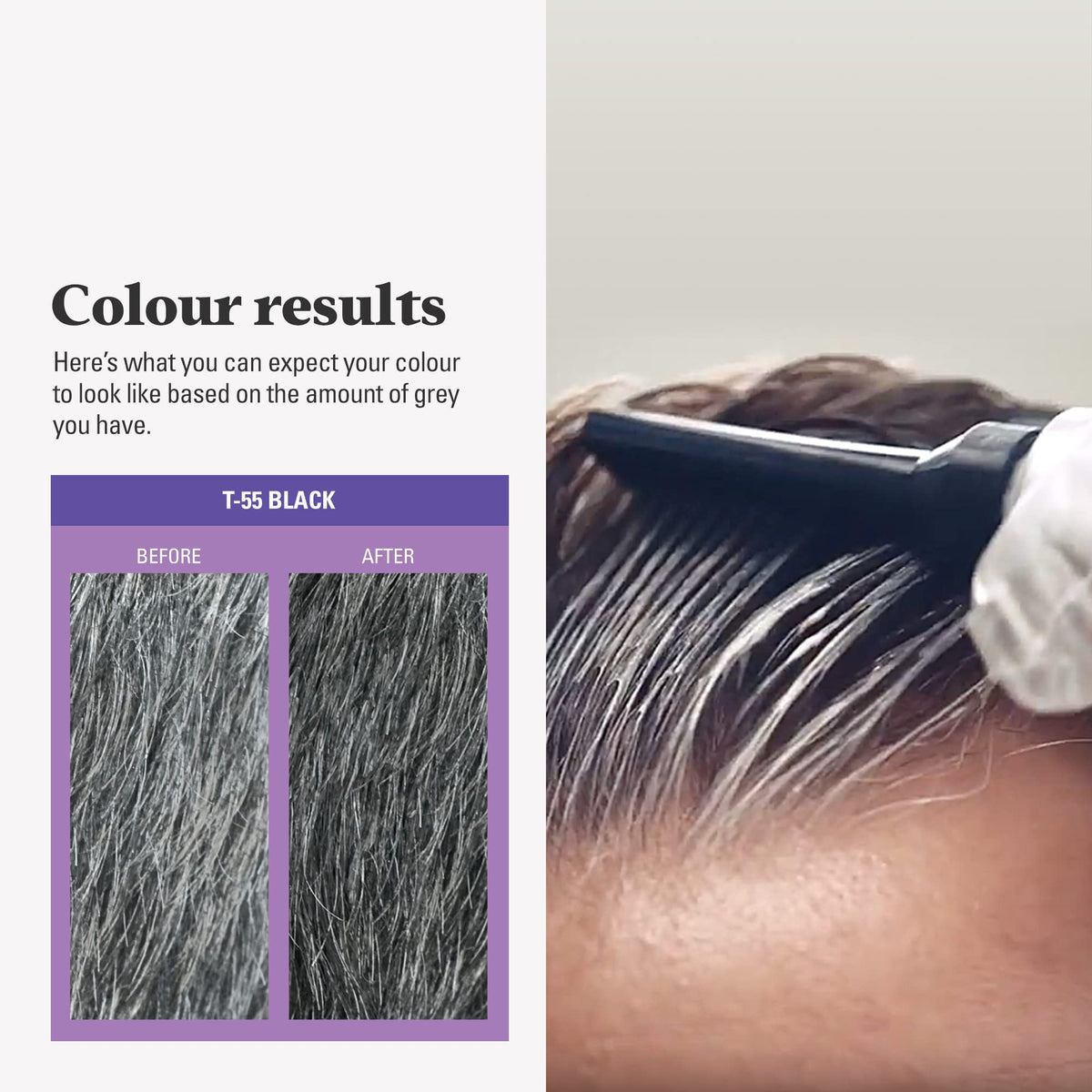 Just For Men Touch of Grey, Black Hair Dye, No Mix Comb-In Applicator For A Natural Salt & Pepper Look, Ammonia & Peroxide Free - T55