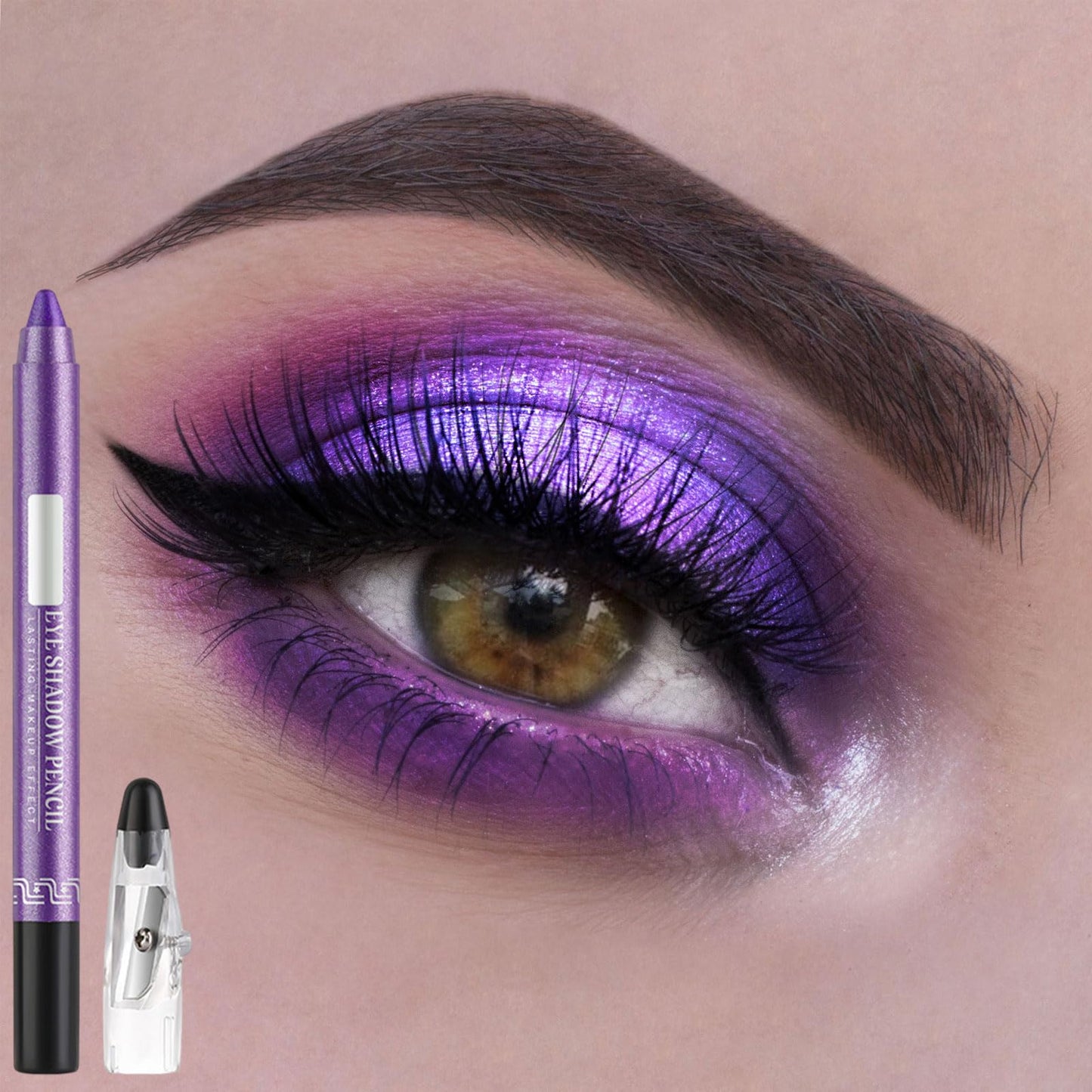 LYNTYAOU Eyeshadow Stick, Purple Eye Shadow Pen, Metal Shimmer Dark Color Eyeshadows Crayon, Pearl Cream Mermaid Glitter Pencil, Pearlescent Eyeliner, Eyes Makeup Gifts for Women