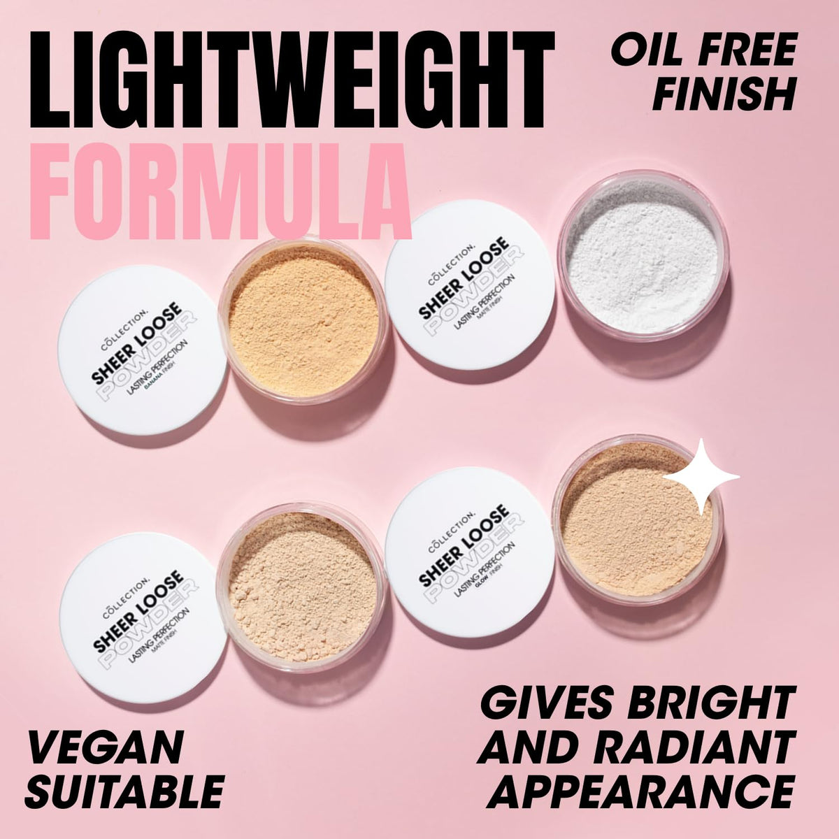 Collection Cosmetics Lasting Perfection Sheer Loose Powder, Lightweight Powder, 10g, Translucent Matte