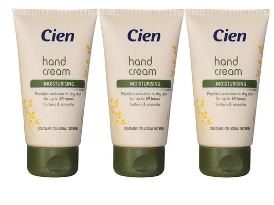 3x Lidl - Cien - Hand Cream Moisturising - Keeps moist for up to 24 hours - 75mL Each