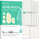 TKTK 443 Count Pimple Patches for Face, Hydrocolloid Spot Stickers, 5 Sizes