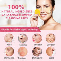 ZyranovaE Kojic Acid Cleansing Pads,Turmeric Kojic Acid Cleansing Pads for face,Helps Balance Skin Oil And Water,Face Exfoliating Pads, Facial Sponges for Cleansing-60 Pads