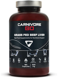 Carnivore Go 100% Grass Fed Beef Liver Capsules - for Energy, Immunity, Focus, Detoxification & Skin Health - 180, 500mg Desiccated Beef Liver Supplements - UK Made - No GMO, Hormones, Antibiotics