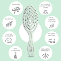 Ninabella Organic Detangle Hair Brush for Women, Men & Children - Does not Pull the Hair - Hair Straightening Brushes for Curly, Straight & Wet Hair - Unique Spiral Hairbrush - green