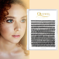 240Pcs Individual Lashes QUEWEL Cluster Lashes Individual Lash Extension 40D D Curl Lashes Cluster DIY Look Like Eyelash Extensions Mix8-14mm at Home(40D 0.07D MIX8-14mm)