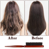 Nazeauf Teasing Hair Brush - 1Pack Back Combing Brush - Back Hair Brush - Boar Bristle Hair Brush with Tail Handle, Professional Teasing Hair Brush, for Wet Curly Hair or Damaged Hair Reducing Hair Breakage