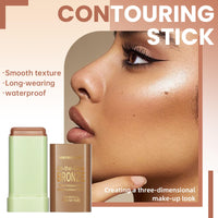 Noerrors Cream Contour Bronzer Stick for Cheeks Tint, Multi-Use Highlighter Blush Makeup Stick, Natural Glow Solid Moisture Blendable On-the-Go Shimmer Illuminator for Face Body Eyeshadow #02
