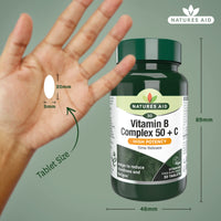 Natures Aid Vitamin B Complex 50 + C (High Potency) with Vitamin C - 30 Tablets