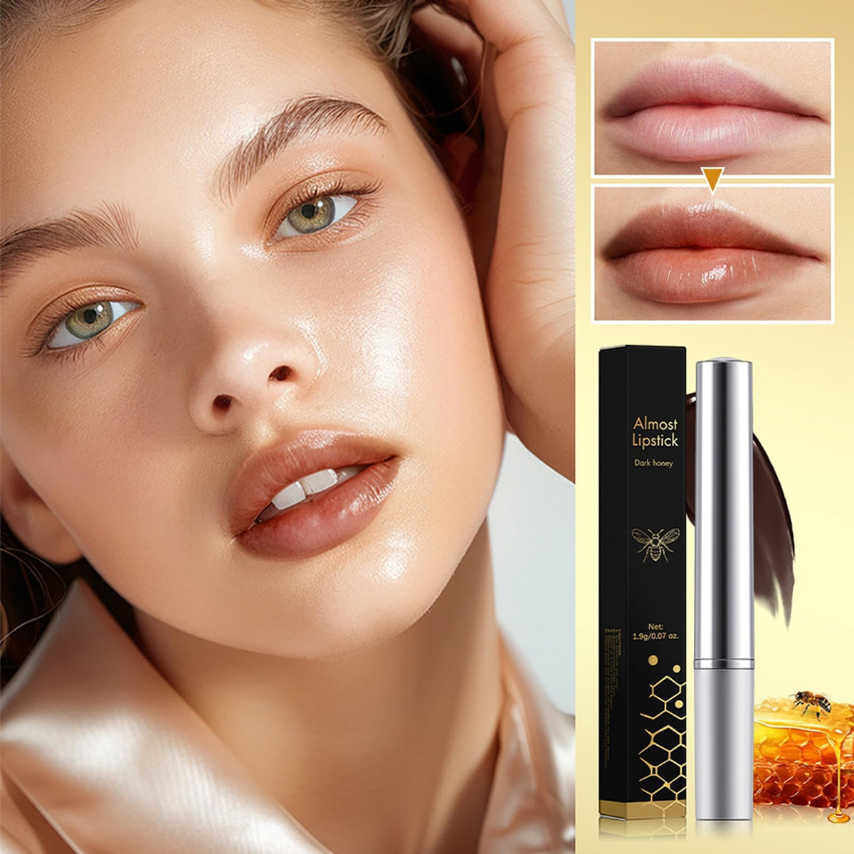 Shengqialun Black Honey Lipstick, Honey Lipstick, Hydrating Tinted Lip Balm, Nourishing Moisturising Tint Lip Care Makeup For Dry (Black)