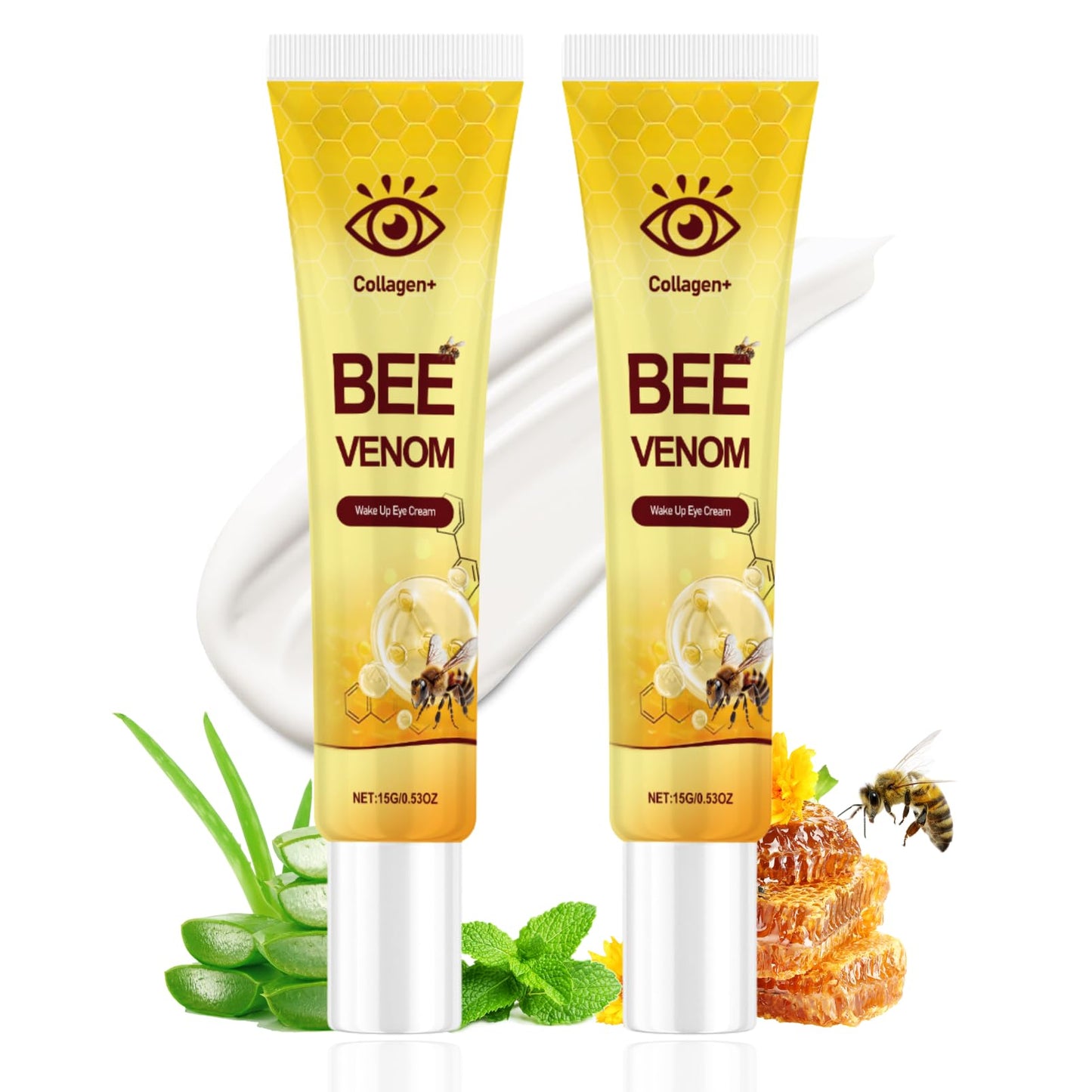 Cureluxe Bee Venom Eye Cream - Collagen Bee Venom Wake Up Eye Cream - Anti Wrinkle Removal Eye Moisturizer for Women - Anti Aging,Fade Dark Circles and Puffy Eyes - Day And Night Care 15g