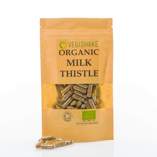 vegishake Organic Milk Thistle Liver Detox HPMC Capsule 1000mg Liver Health Protection Silymarin Antioxidant Body Detox Vegan Halal Kosher (60 Capsules)