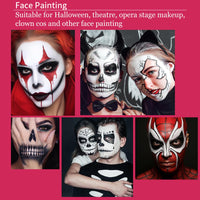 SHEBEEDO Black + White + Red Face Body Paint Set, Professional Face Palette Set with 2 Brushes, Oil Body Paint for Adults Art Theatre Halloween Party Cosplay Clown Body Paint Makeup