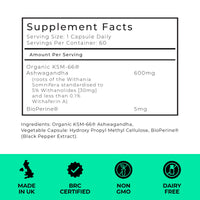 LOVE LIFE SUPPLEMENTS High Strength Organic Ashwagandha KSM-66®, 600mg per Capsule, 2 Month Supply - 60 Capsules, 5% Withanolides, Bioperine® for Increased Absorption, Zero Fillers, Lab Tested - Love Life Supplements