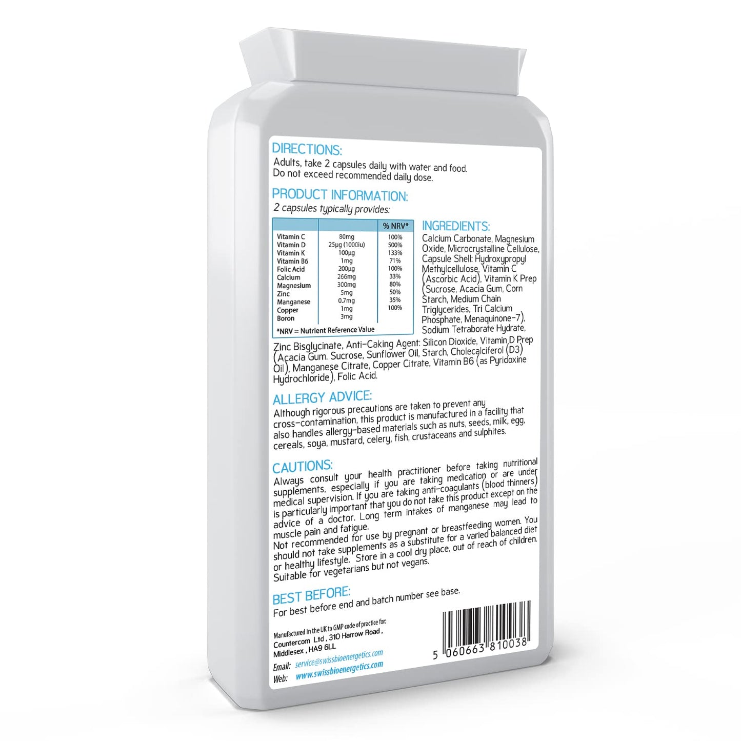 OsteoDefence 90 Capsules - Contains Calcium, Magnesium, Vitamins D3 & K2 Plus a Host of Other Essential Vitamins and Minerals – Ultimate All-in-One Bone Health Formula - Made in The UK