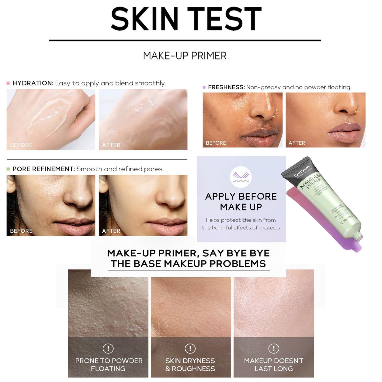 TUHOWEWZ Green Colour Corrector Primer Makeup - Professional Green Colour Correcting Makeup Primer, Anti-Redness Cream For Face, Hydrating, Pore Minimising, Long-Lasting