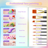 Yualucky Face Painting Kit for Children, 54 Colors Face Paint With 10 Pcs Brushes,Body Paint,WashableSafe & Non-Toxic Body Paint for Kids Adults Suitable for various festival makeup