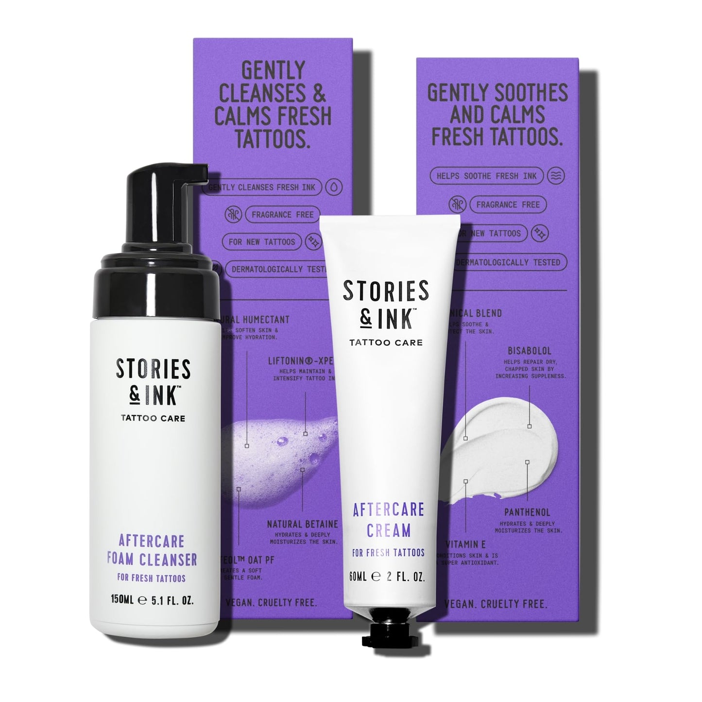 Stories & Ink Tattoo Care Stories & Ink Tattoo Aftercare Duo - 2-Step Routine for Fresh Tattoos, Contains: Cream & Foam Cleanser