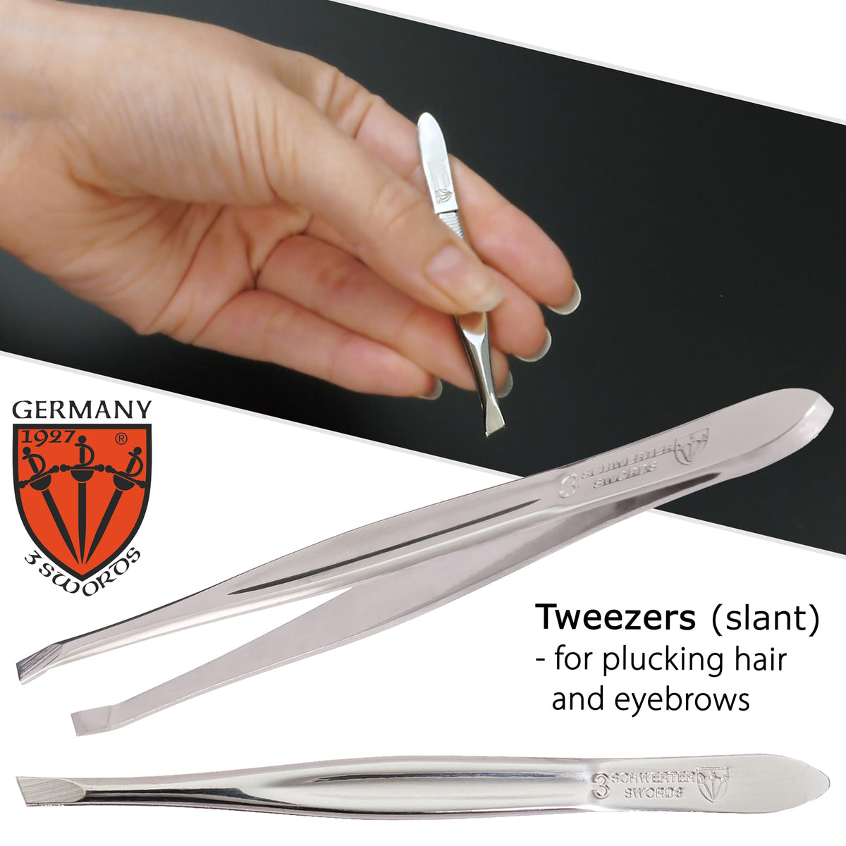 3 Swords Germany - brand quality 3 piece manicure pedicure grooming kit set for professional finger & toe nail care scissors file genuine leather case in gift box, Made by 3 Swords (005243)