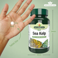 Natures Aid Sea Kelp 187mg – 180 Vegan Tablets – High Strength Iodine Supplement – Supports Thyroid Function & Skin – With Calcium – Gluten Free – Natural Source – No Artificial Additives