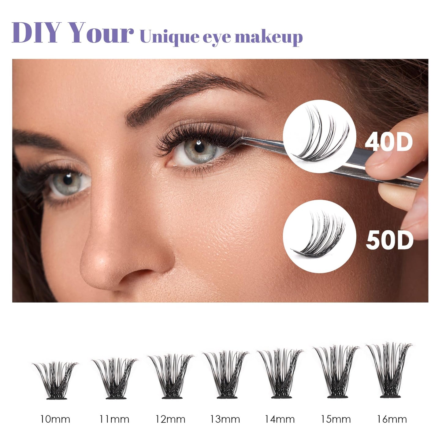 ocean pearl Ocean Pearl 280 PCS Individual Eyelashes 40D 50D Cluster Lashes 10-16mm Lash Clusters Natural Lashes Fluffy Lash Extension Clusters C Curl D Curl Eyelash Clusters DIY Lash Extensions-40D+50D