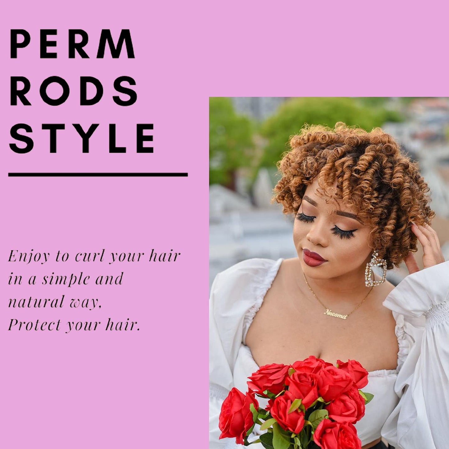 Perm Rods for Short Hair, 40 pcs Medium Size Hair Rollers for Long Short Hair Styling Tool Hair Curlers