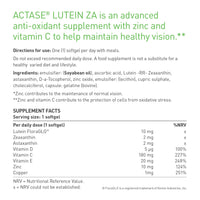 ACTASE Actase Lutein ZA - Scientifically Formulated Lutein and Zeaxanthin Eye Care Supplement with Added Vitamins to Maintain Healthy Vision - 30 Softgels