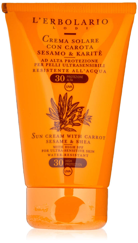 L'Erbolario Sun Cream containing Carrot/Sesame Oil and Shea Butter with SPF 30