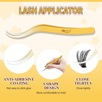 QUEWEL DIY Lash Extension Kit 320Pcs 80D+100D Fluffy Cluster-Lashes Mix 12-18mm Thick Eyelash-Clusters Bond and Seal Lash Kit and Lash Tweezers Easy DIY at Home(80D+100D Fluffy Kit)