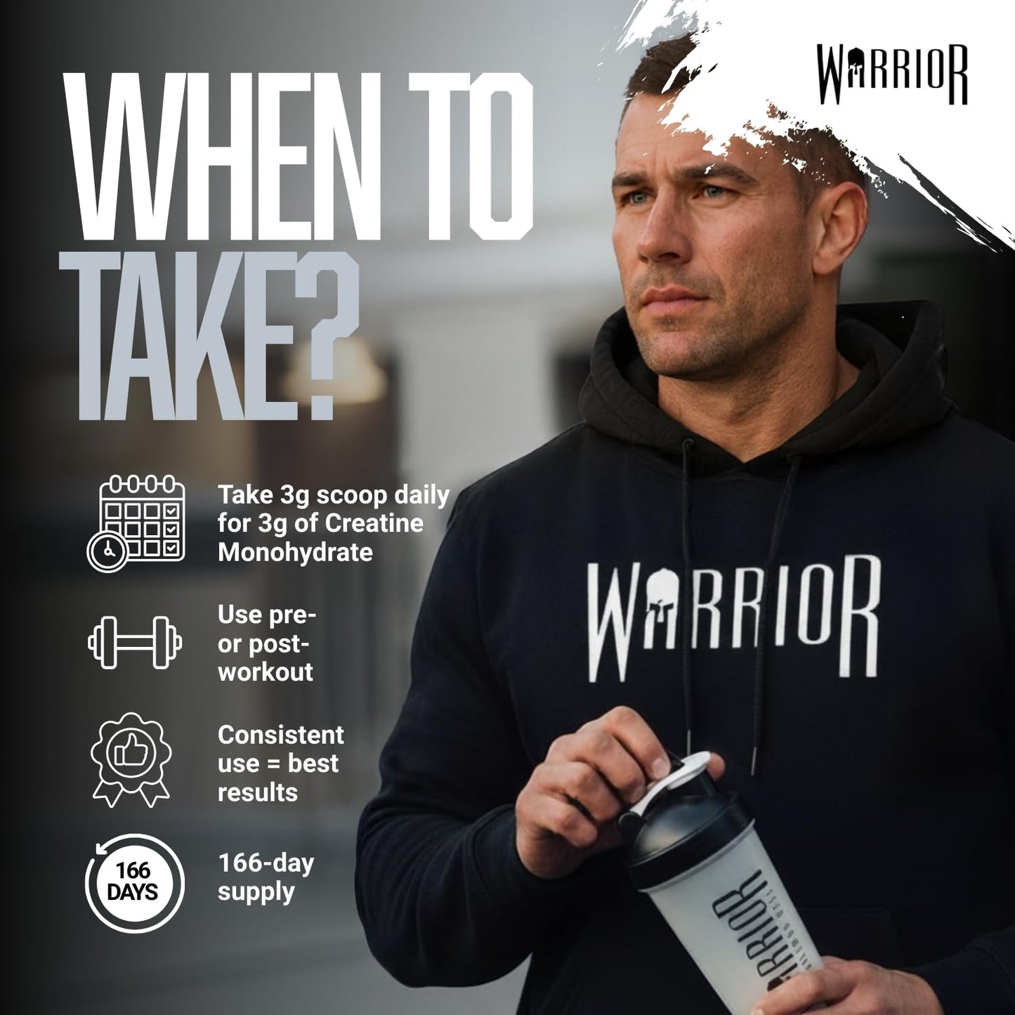 Warrior Creatine Monohydrate Powder 500g (166 Servings) – Pure Creatine Powder, Easy Dissolve Micronised Creatine (Not Creatine Gummies or Tablets), Vegan Creatine for Women & Men (Unflavoured)