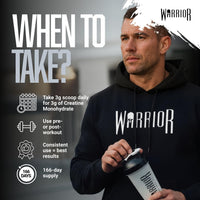 Warrior Creatine Monohydrate Powder 500g (166 Servings) – Pure Creatine Powder, Easy Dissolve Micronised Creatine (Not Creatine Gummies or Tablets), Vegan Creatine for Women & Men (Unflavoured)
