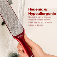 Probelle Double Sided Multidirectional Nickel Foot File Callus Remover - Immediately Reduces calluses and Corns to Powder for Instant Results, Safe Tool (Red)