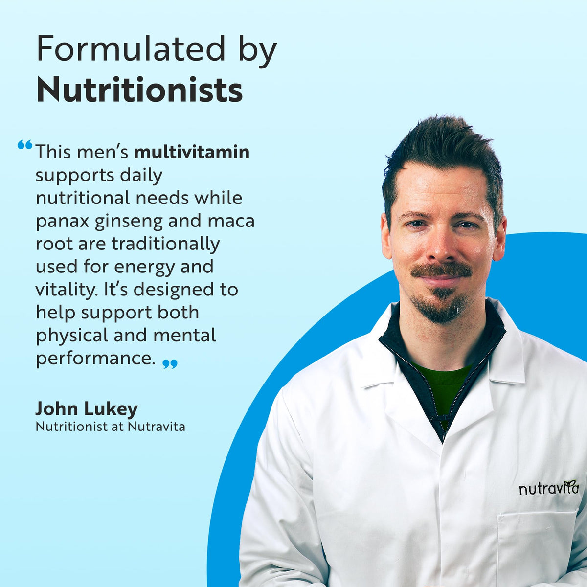 Nutravita Men's Multivitamins and Minerals - 25 Essential Active Vitamins and Minerals with Added Maca Root and Panax Ginseng - Multivitamin Tablets for Men - 180 Vegan Tablets - Made in The UK