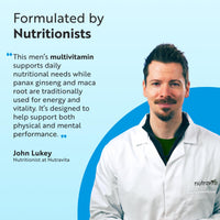 Nutravita Men's Multivitamins and Minerals - 25 Essential Active Vitamins and Minerals with Added Maca Root and Panax Ginseng - Multivitamin Tablets for Men - 180 Vegan Tablets - Made in The UK