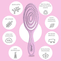 Ninabella Organic Detangle Hair Brush for Women, Men & Children - Does not Pull the Hair - Hair Straightening Brushes for Curly, Straight & Wet Hair - Unique Spiral Hairbrush - pink