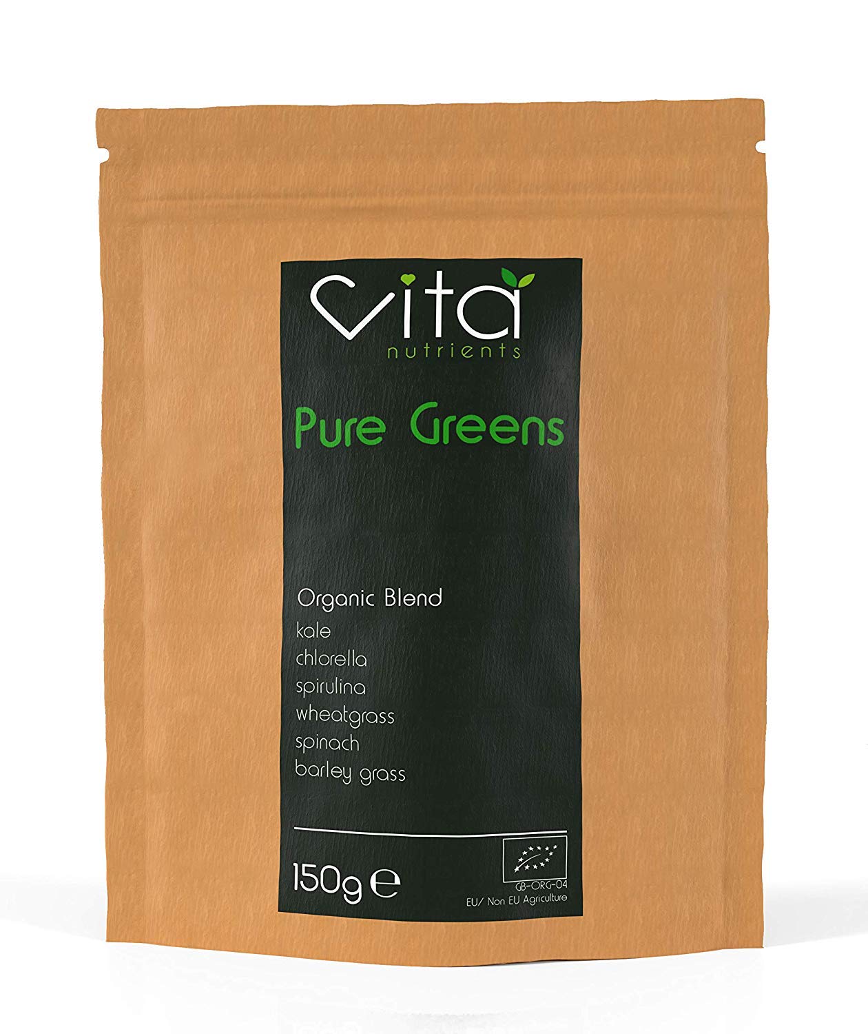 Vita Nutrients Pure Greens Superfood Powder 150g - Premium Organic Blend of 6 Plant Based Super Greens - Vegan & Gluten Free - Vitamin Fibre & Mineral Rich Formula - Made in The UK