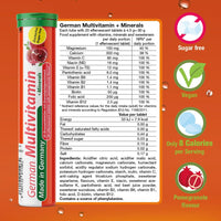 T&D German Multivitamin + Mineralien Drink Effervescent Tablets 60 Servings Pomegranate Flavour – 10 Vitamins + 2 Minerals – Made in Germany