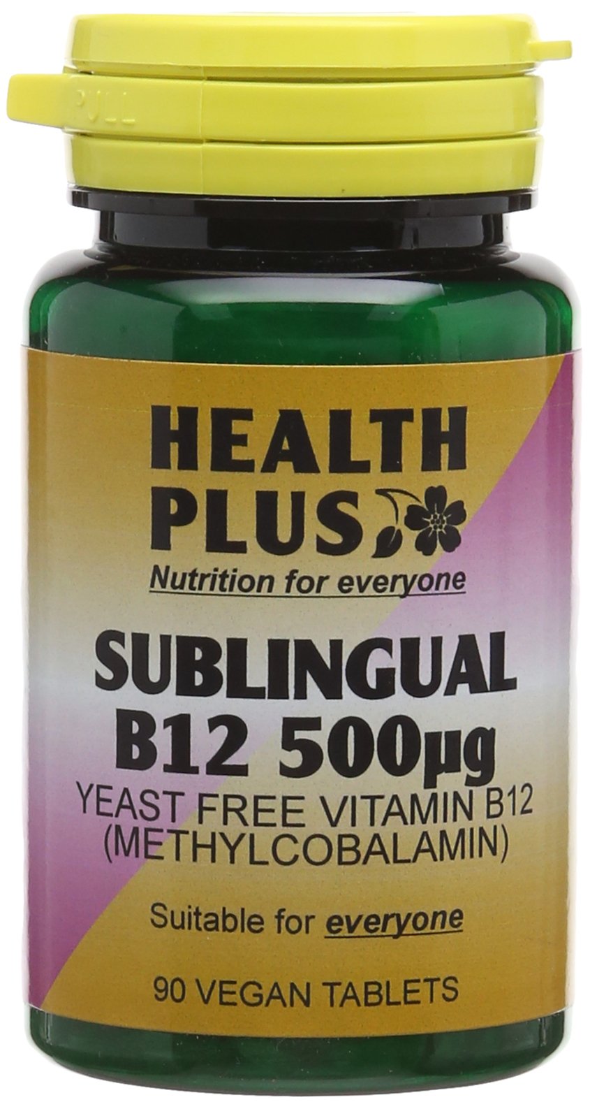 Health Plus Sublingual Vitamin B12 500µg (Methylcobalamin) : Vitamin B12 Supplement : 90 Tablets