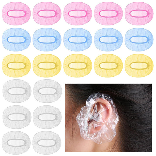 Leikedun 200 Pack Disposable Ear Covers for Shower Colorful Ear Protectors for Shower Waterproof Ear Covers for Hair Dye, Shower, Bathing, Salon