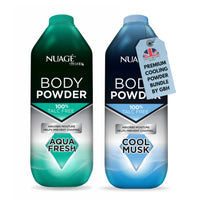 Great British Home New Nuage Talc Free Body Powder for Men Bundle – 250g Cool Musk & 250g Aqua Fresh – 2 Pk Talc Free Powder for Women & Men – Anti-Chafing & Fresh Skin by GBH