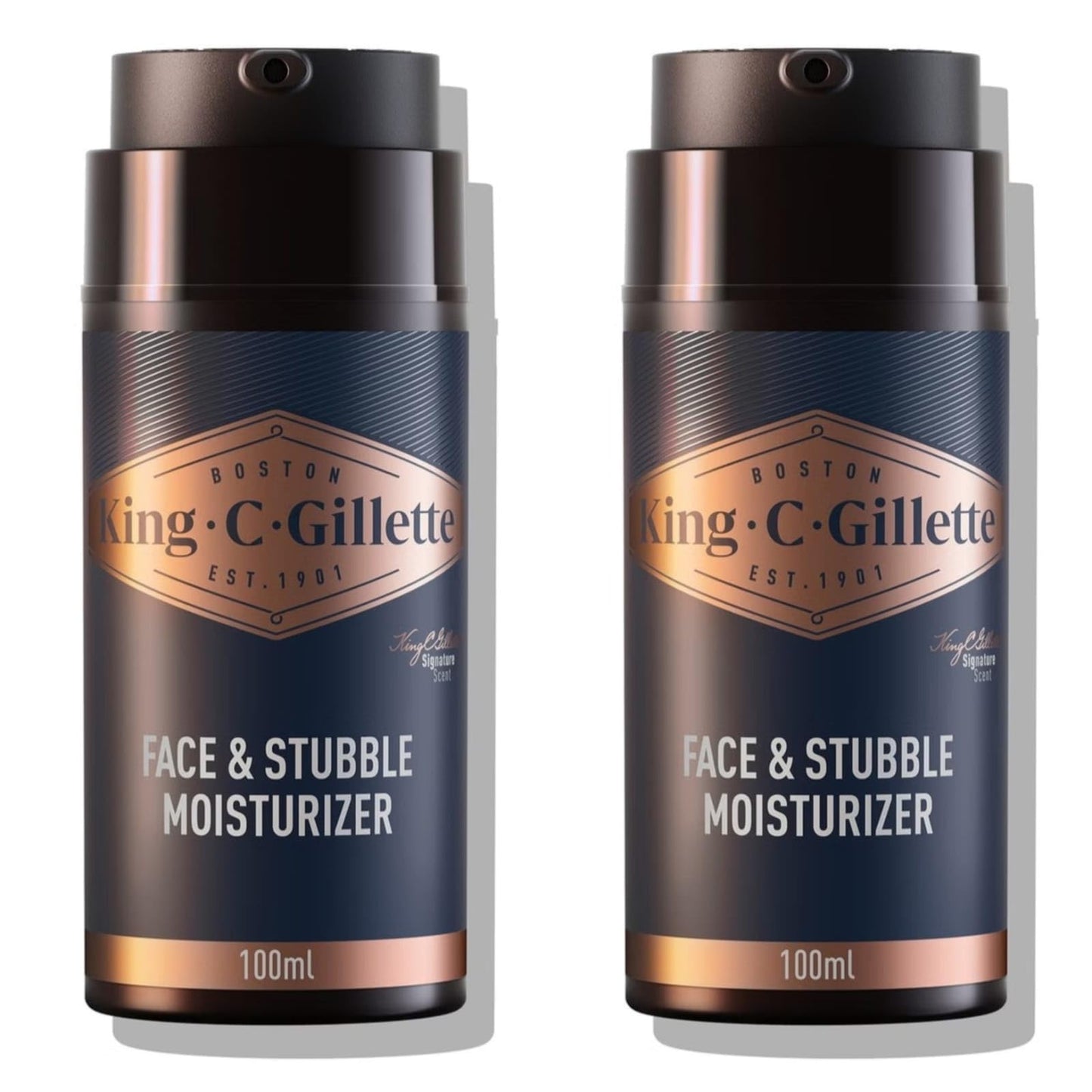 King C. Gillette Face & Beard Moisturiser for Men with Vitamin B (B3), B5 Complex & Argan Oil, 100 ml, (Pack of 2)