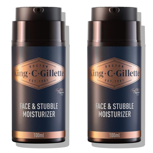 King C. Gillette Face & Beard Moisturiser for Men with Vitamin B (B3), B5 Complex & Argan Oil, 100 ml, (Pack of 2)