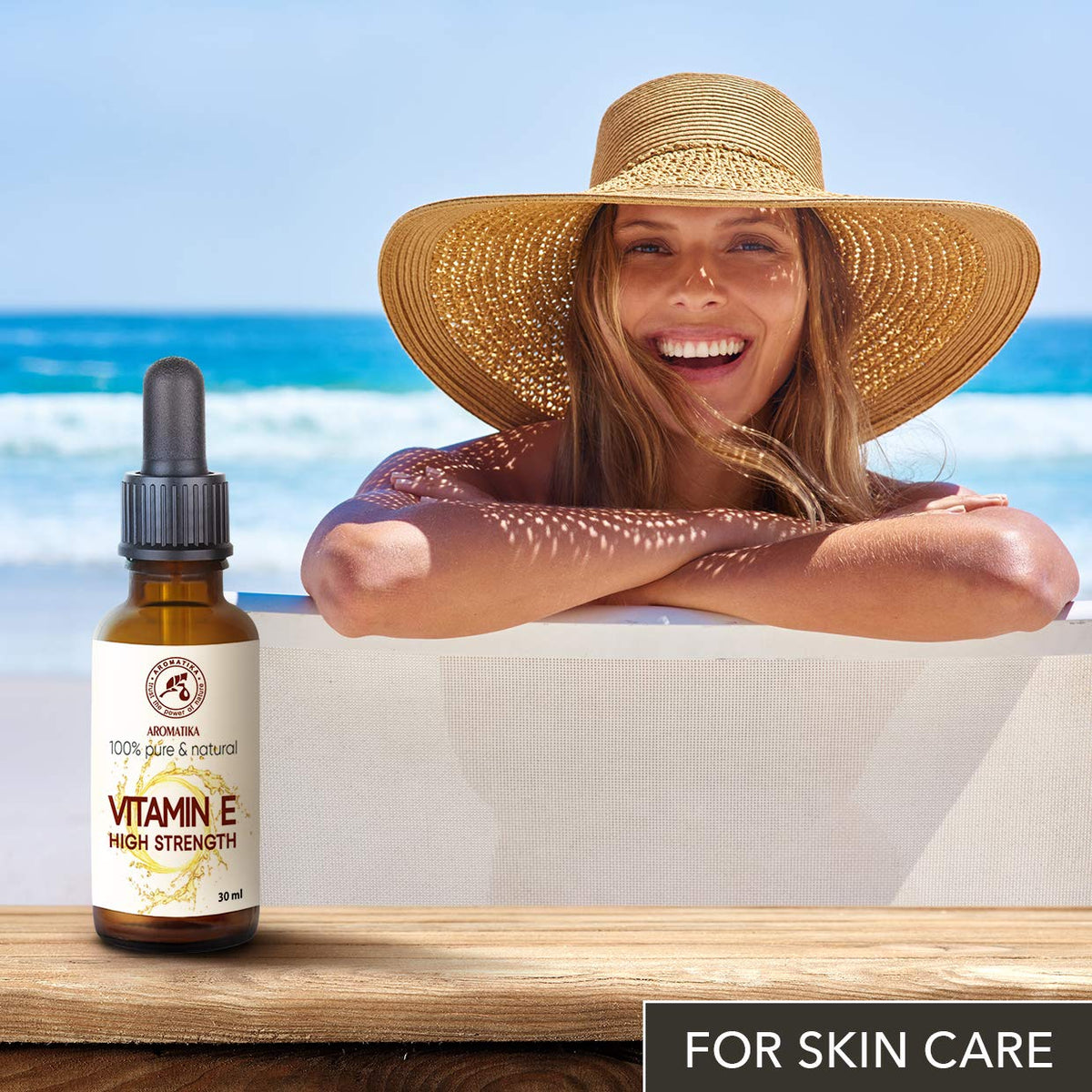 AROMATIKA trust the power of nature High Strength Pure Vitamin E 30 ml - Vitamin E Drops - Natural - Cosmetic Base - Vitamin E for Skin Care - for Face - Skin - Hair - Nails - Lips - Beauty